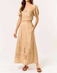 Lalavon - Puff Sleeve Top & Skirt Set