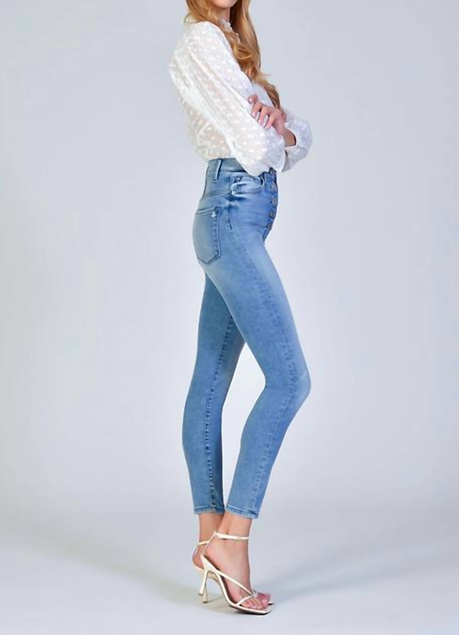 BLACK ORCHID Bridget Double Button Skinny Jeans in livin on the edge - women's jeans - detail view