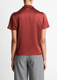 Vince Short Sleeve Button Down in siena - women's blouse - alternate view