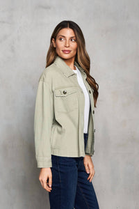 Paparazzi - Retro Twill Herringbone Crop Jacket