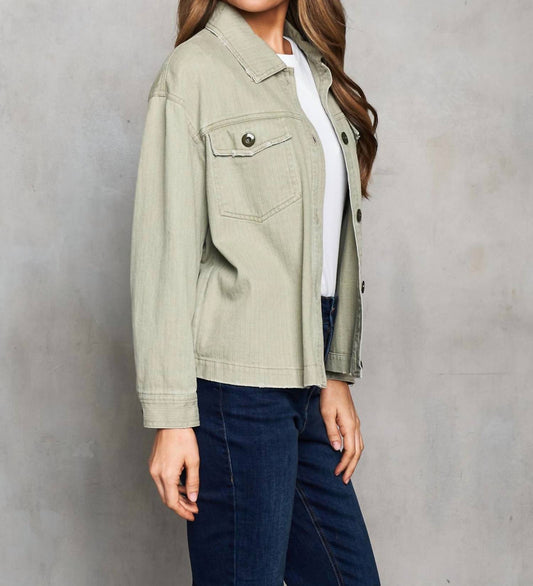 Paparazzi - Retro Twill Herringbone Crop Jacket