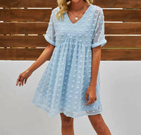 Epretty - Baby Doll Swiss Dot Mini Dress