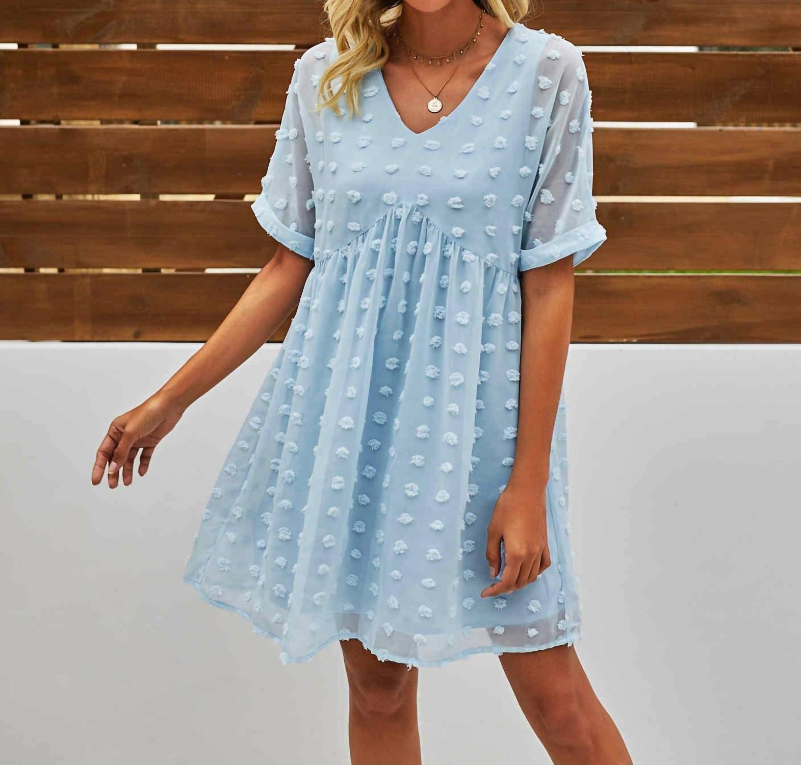Epretty - Baby Doll Swiss Dot Mini Dress