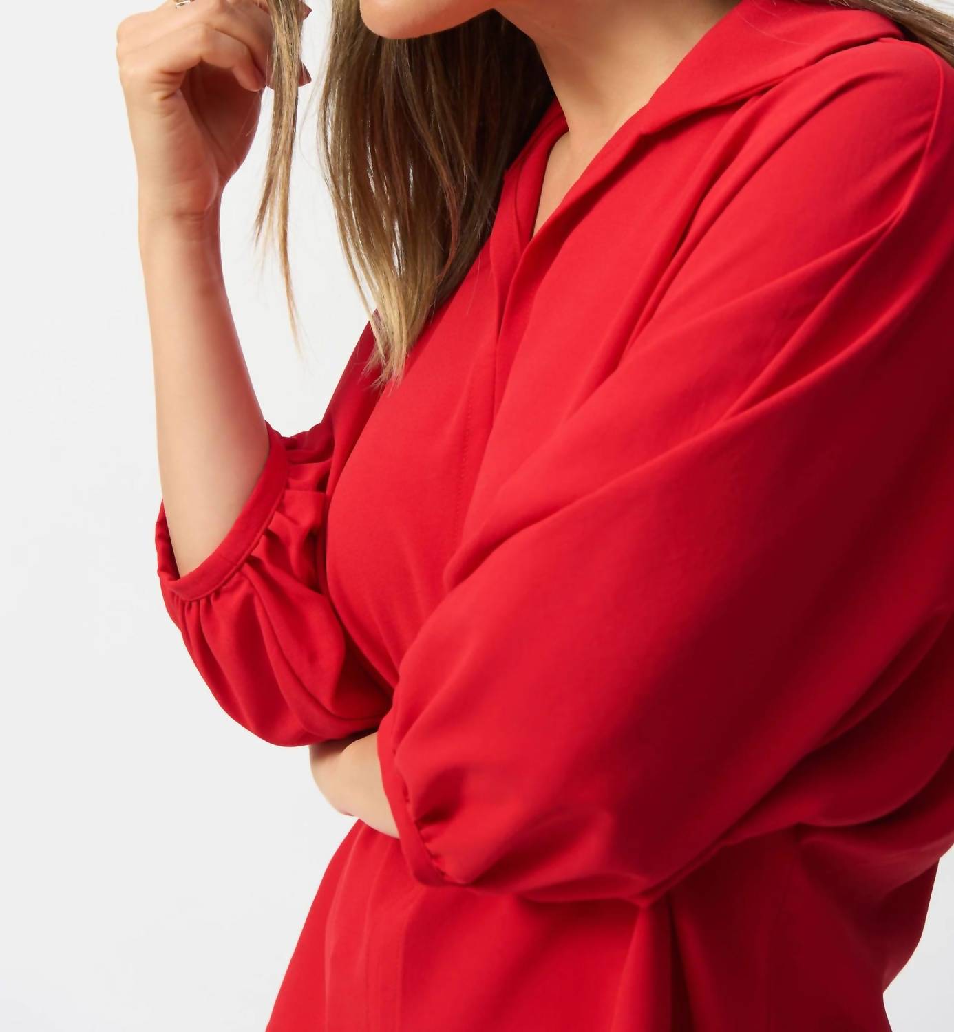 Joseph Ribkoff - Collared V-neck Puff Sleeve Top