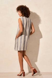 Tribal - Yarn Dye Pintuck Sleeveless Mini Dress