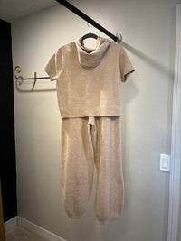 Mable - Women's Basic Knit Top And Jogger Pants Set With Scarf
