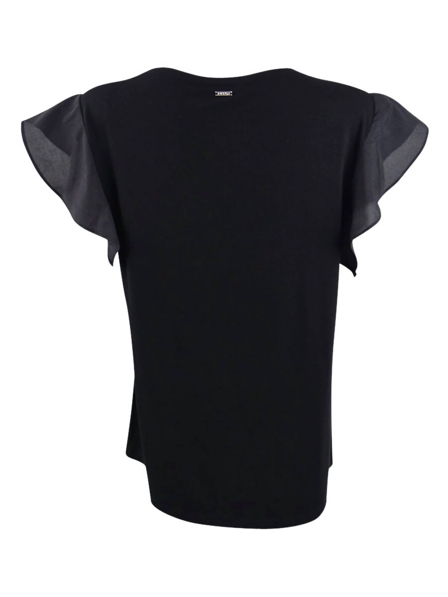 Dkny - Women's Mixed-Media Ruffle-Sleeve Top