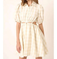 Mittoshop - Gingham Cut Out Detail Mini Shirt Dress