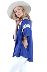 Umgee - Cold Shoulder Ruffle Sleeve Top