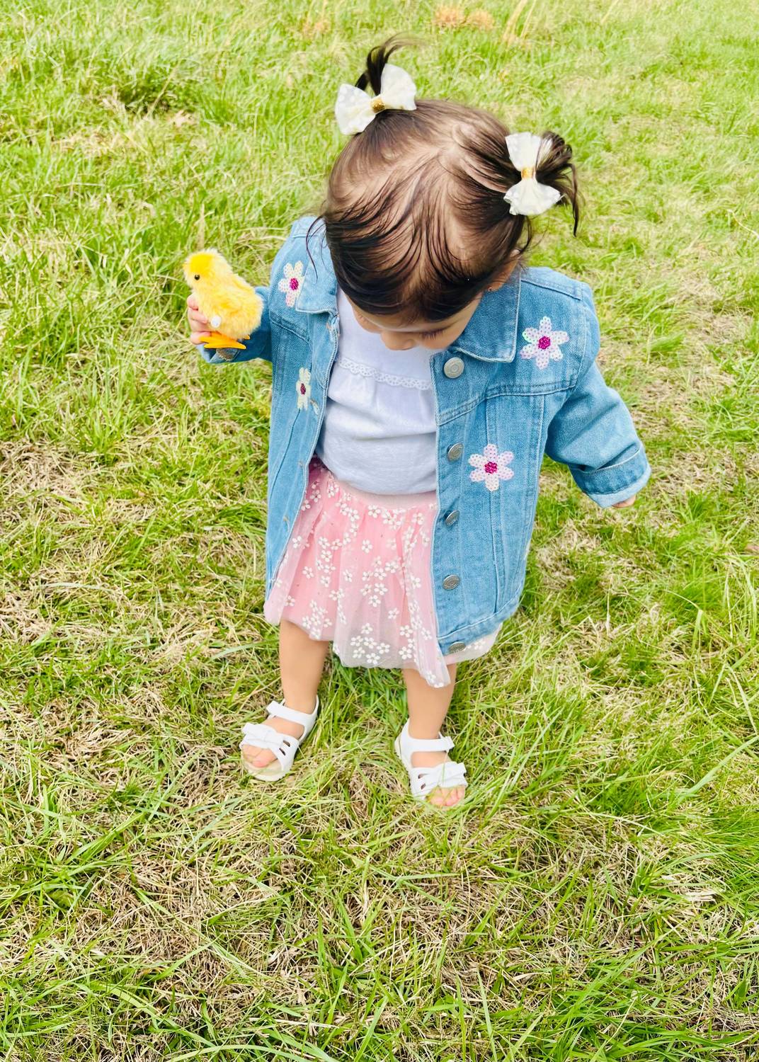 Mudpie - Kid's Sequin Daisy Jean Jacket