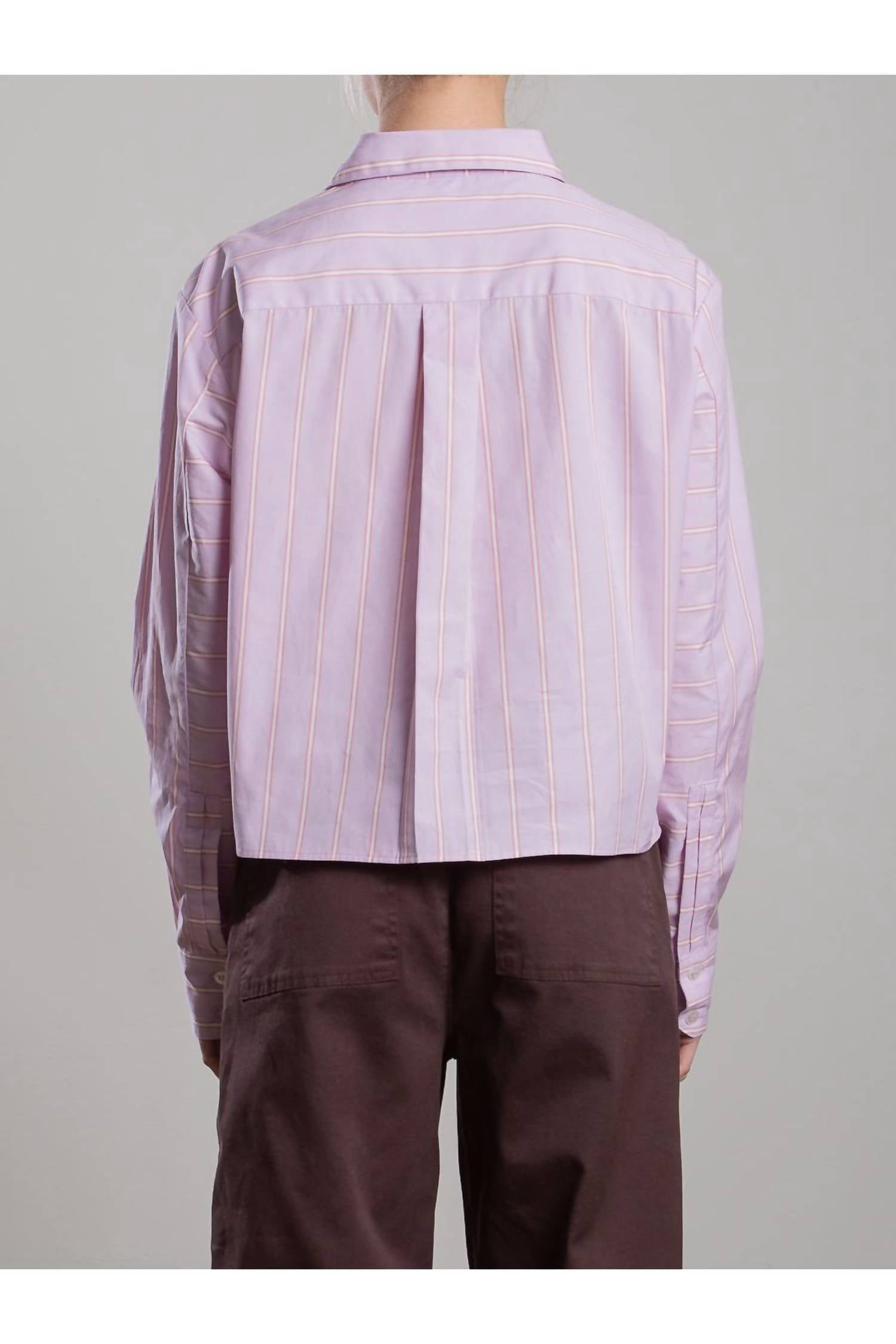 Pharaoh Enzo Japanese Stripe Shirt in lilac - women's shirt - detail view