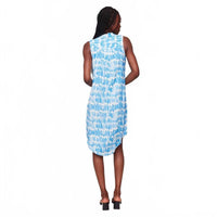 CHARLIE B Print Sleeveless Button Front Dress in lagoon - women's dress - detail view