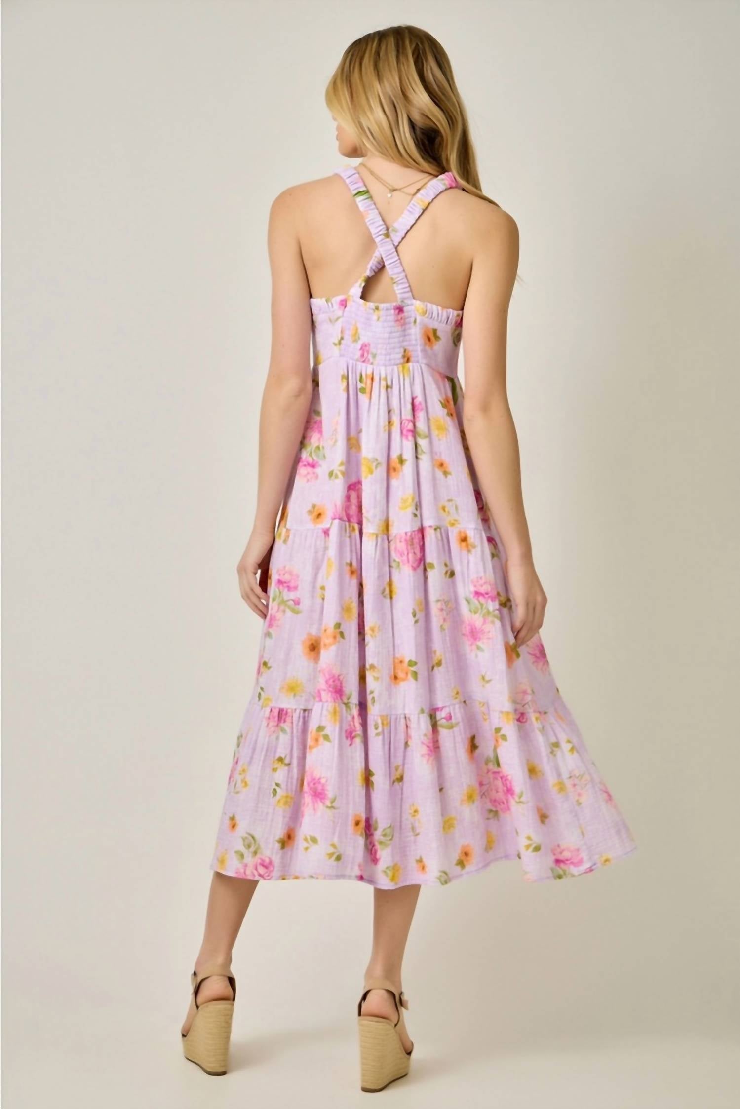 Mystree - Double Gauze Cotton Floral Midi Dress