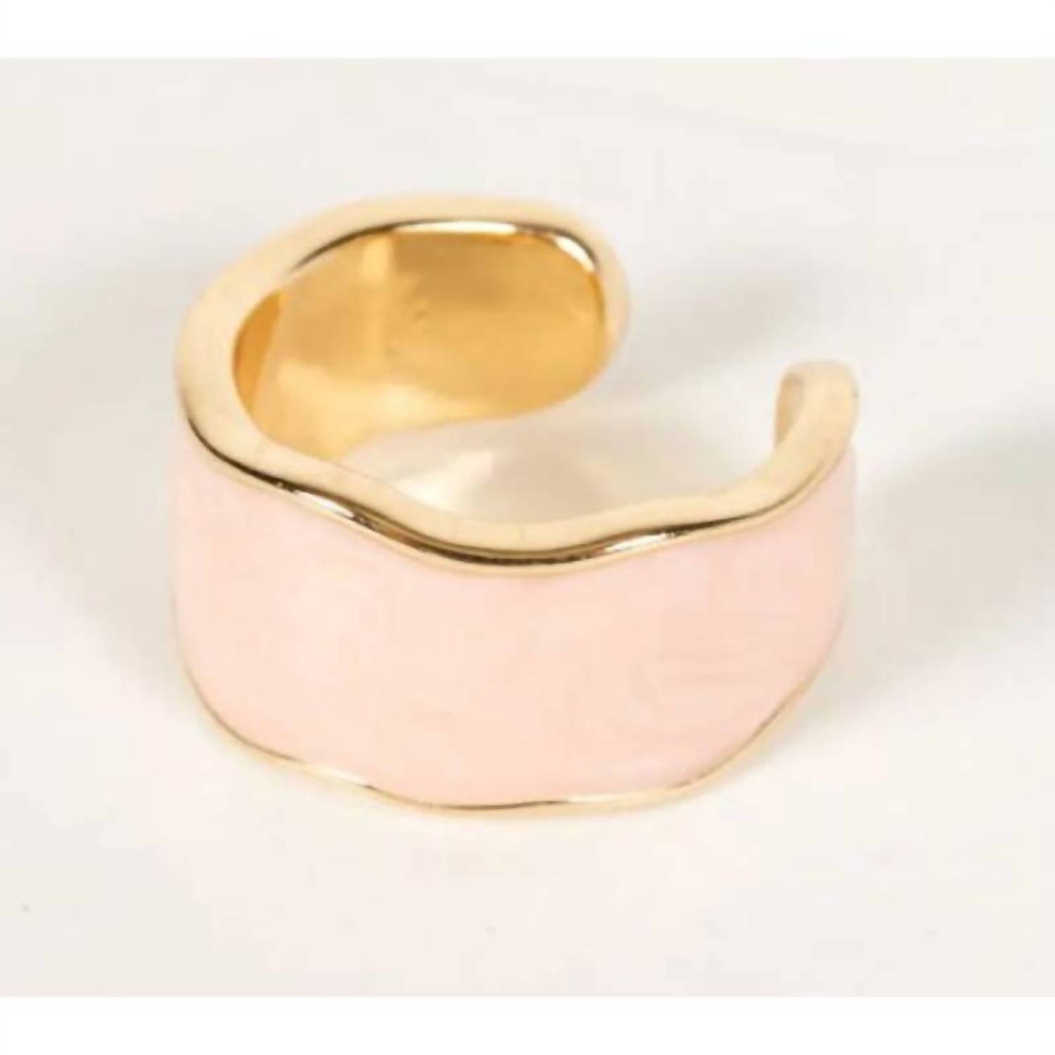 Pretty Simple - Women's Pearlescent Enamel Cocktail Cuff Ring