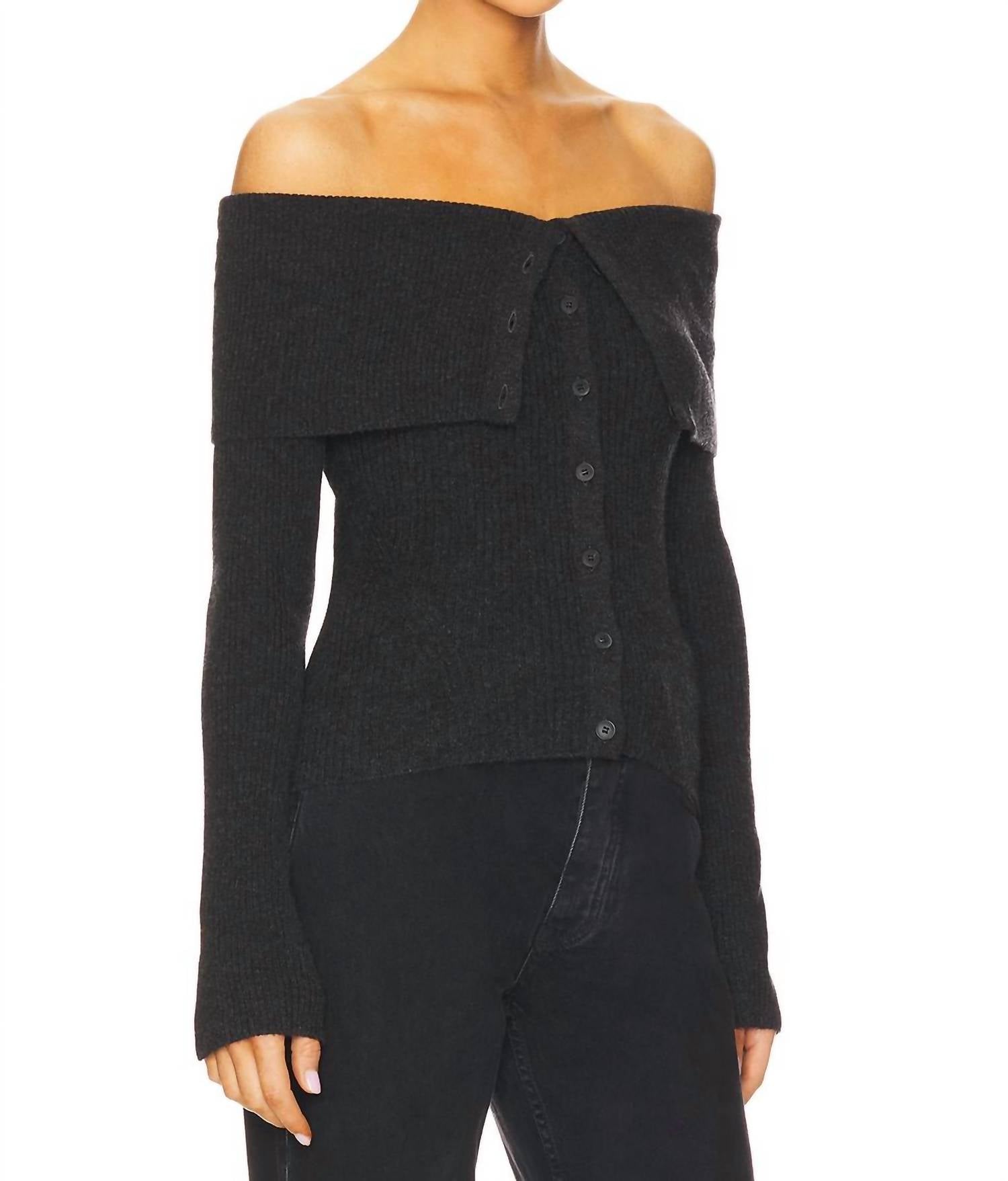 Naadam - Wool Cashmere Off The Shoulder Cardigan