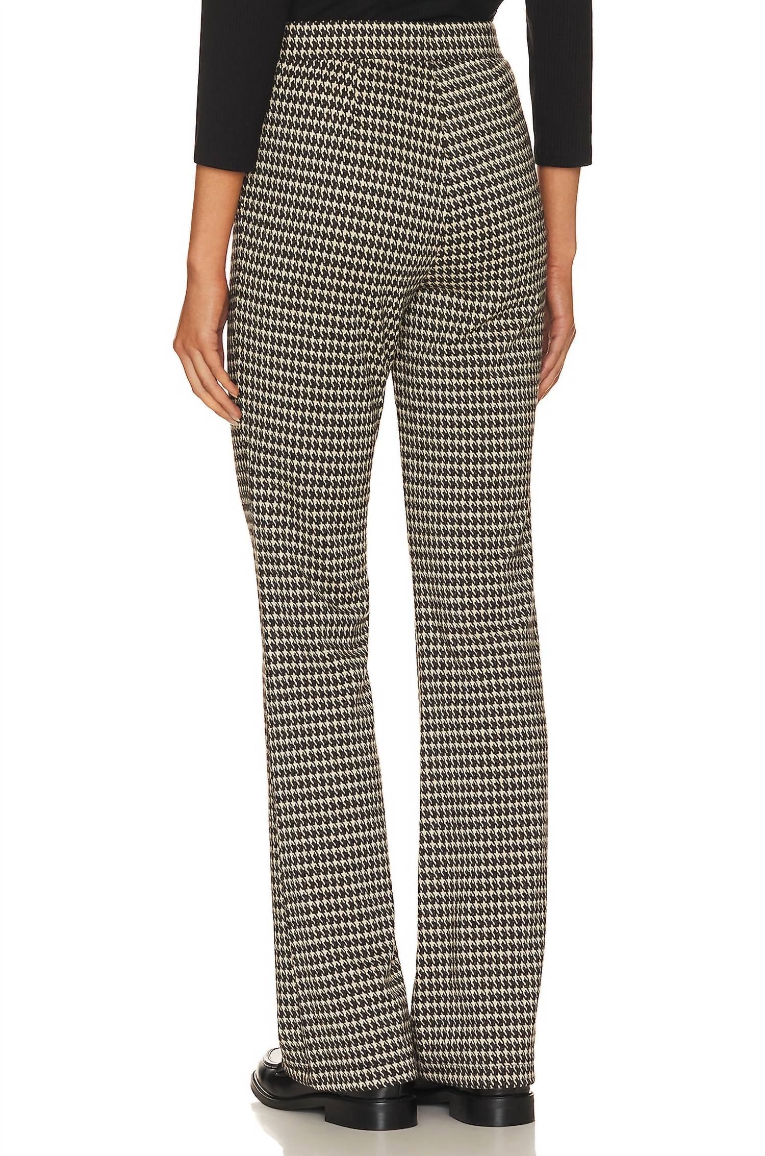 Sanctuary Filmore Flared Trousers in vanilla mini houndstooth - women's pants - detail view