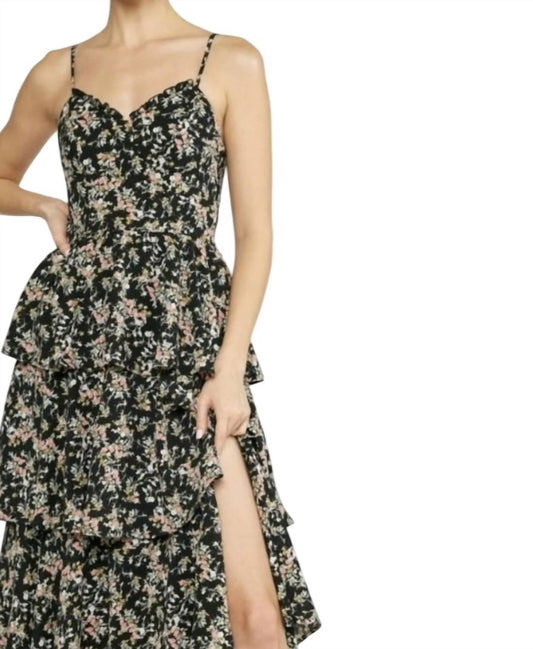 Entro - Tiered Ruffle Dress With Slit