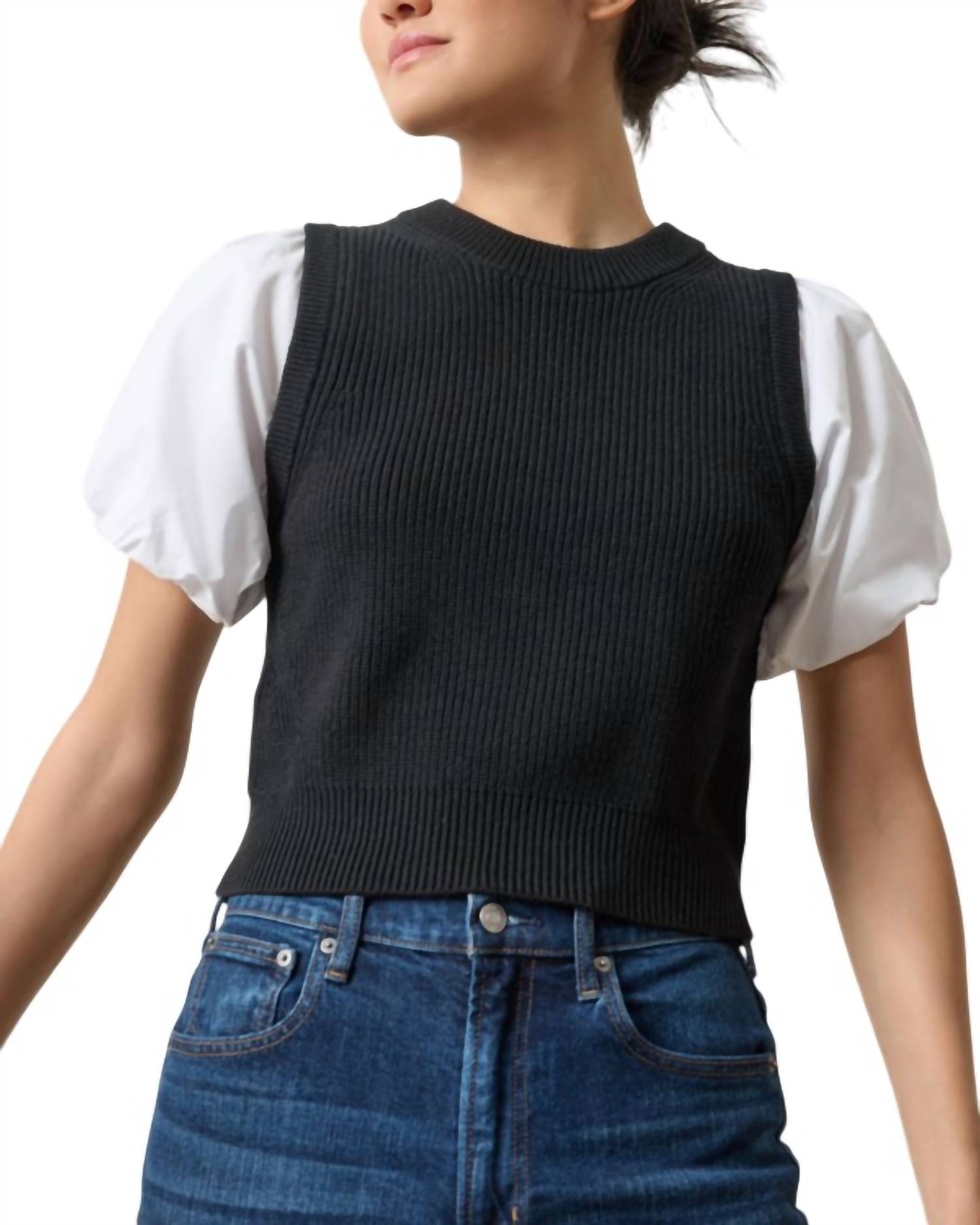 Lilla P - Mixed Media Pullover Sweater
