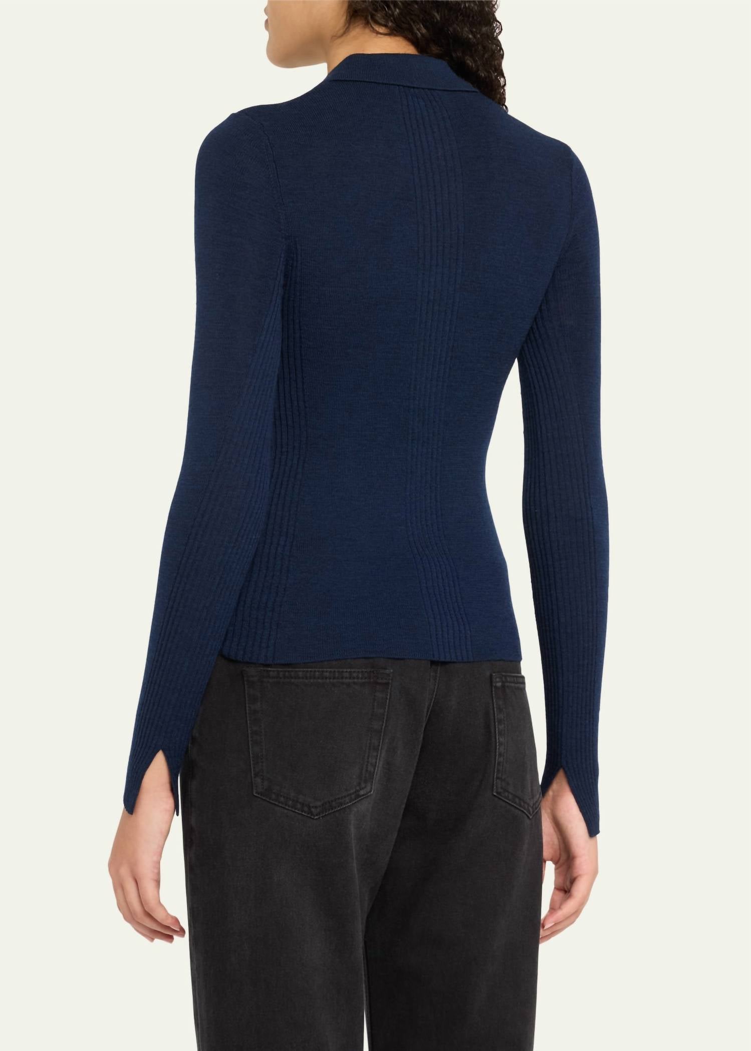 Ganni - Mini Ribbed Merino Polo Top