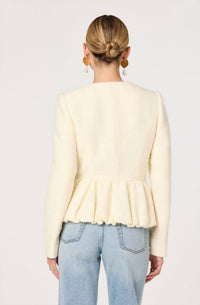 ASTR Nicolle Textured Peplum Jacket in cream - women's jacket - detail view