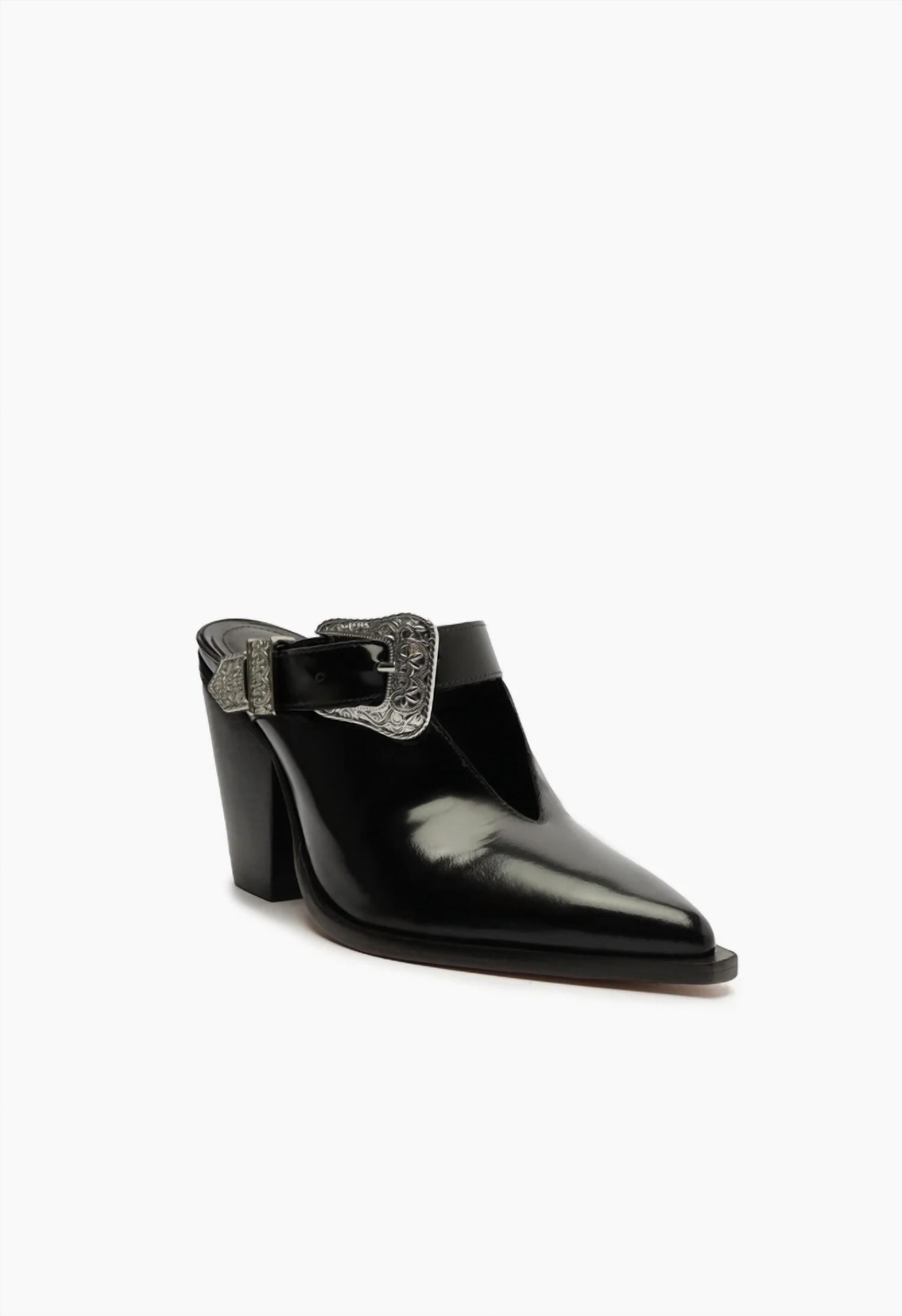 SCHUTZ Women's Jeane Casual Leather Pump Shoe in black - women's heels - detail view