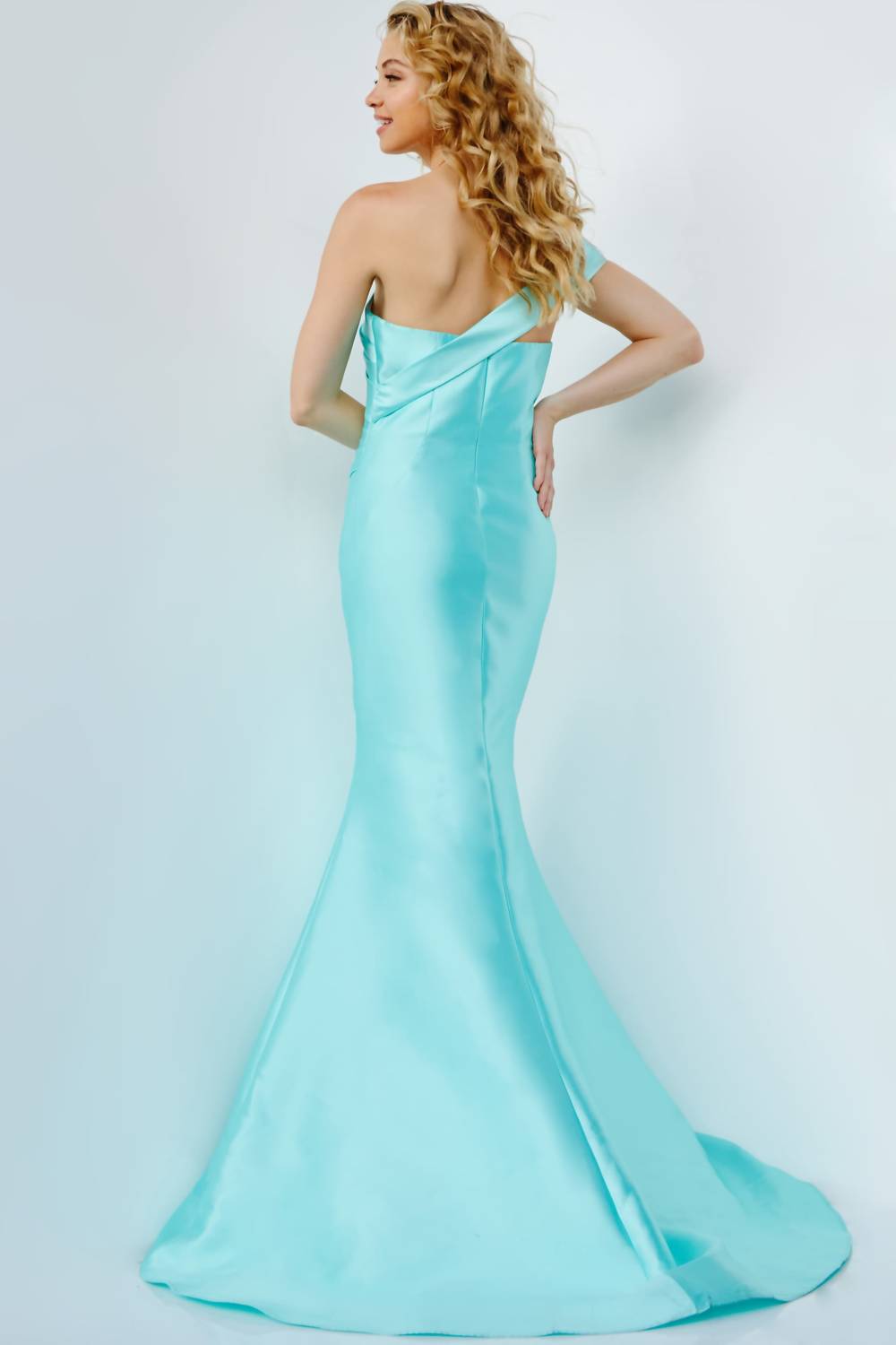Jovani - Asymmetrical One-shoulder Strap Dress