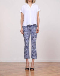 Avenue Montaigne Leo Flare Cut Leg pants in ikat blue - women's pants