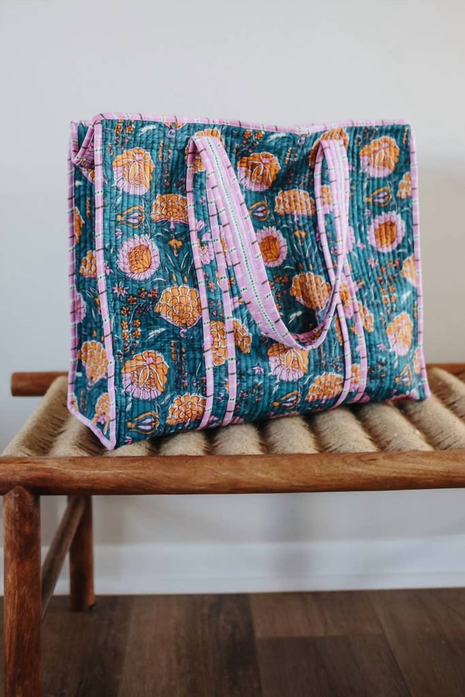 Crowned Free - Women's Flower Garden Quilted Market Bag