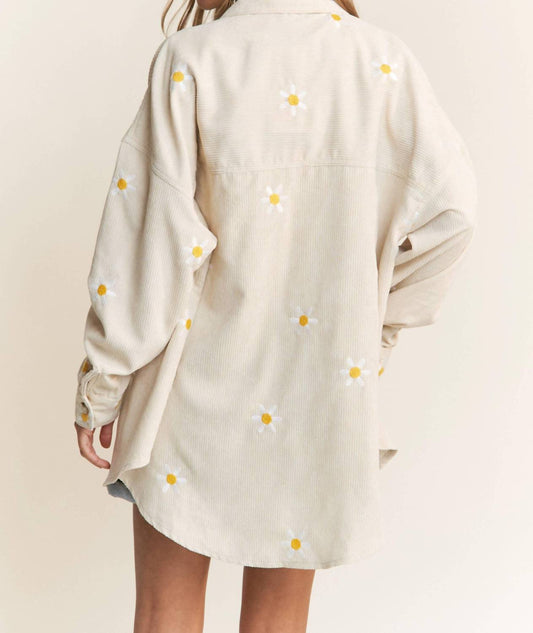 J.Nna - Autumn Daisy Corduroy Embroidered Top