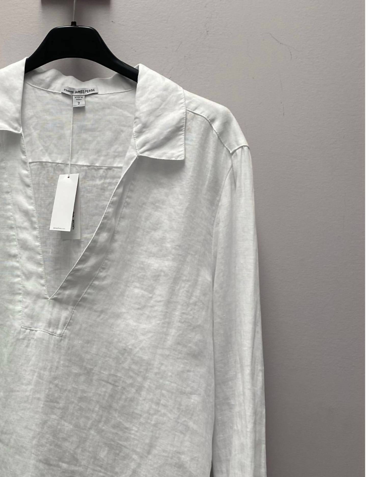 James Perse - Women's Long Sleeve V-neck Tunic Top