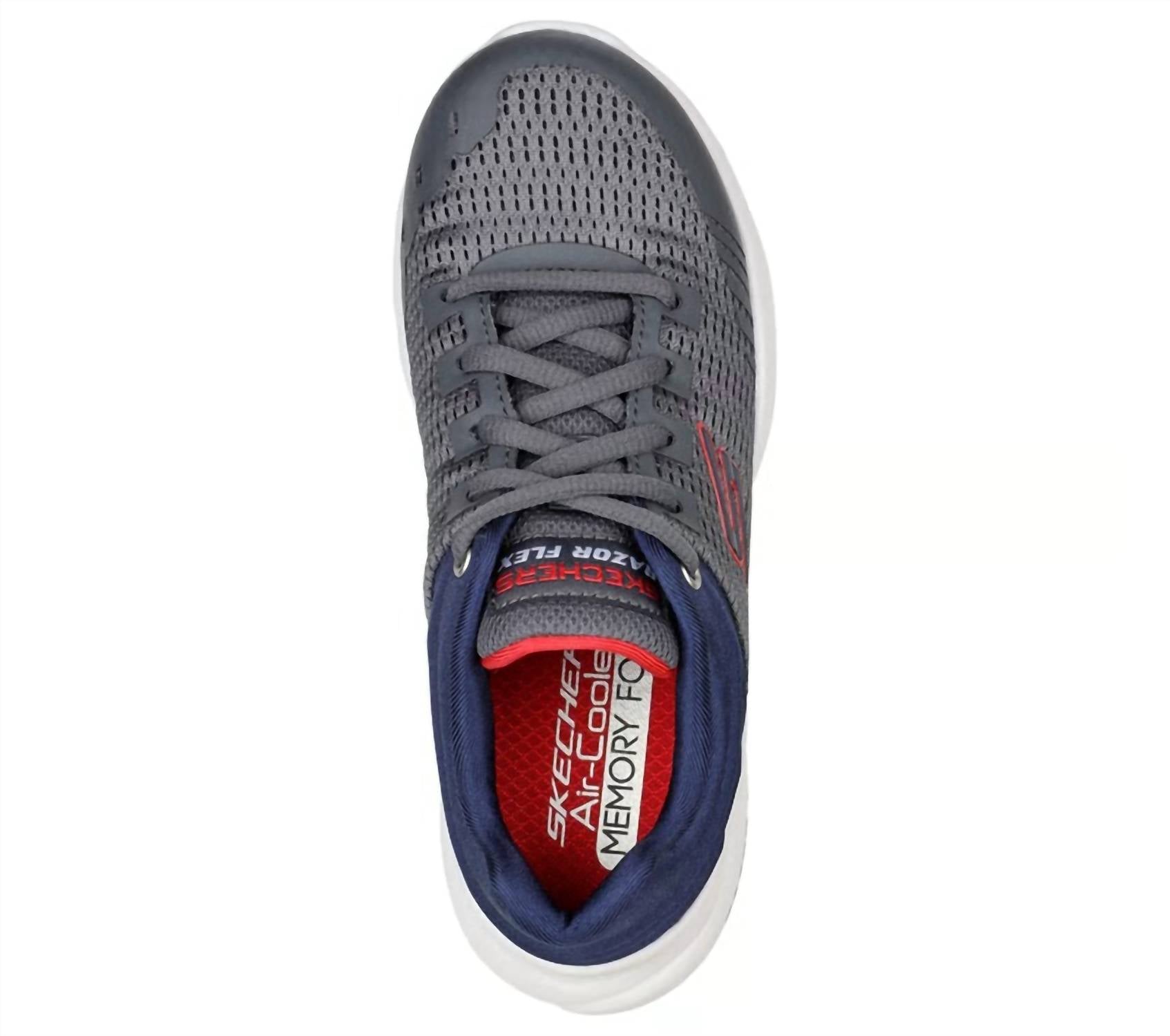 Skechers Boys Skorvo Shoes in charcoal navy - kids' sneaker - detail view