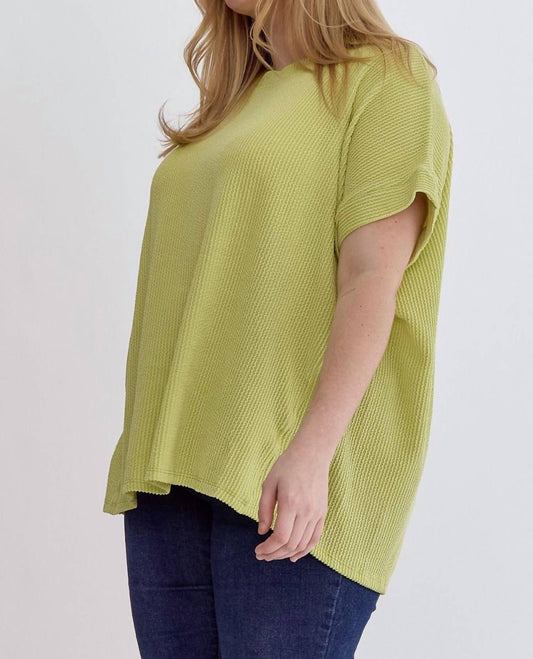 Entro - Ribbed Short Sleeve Top - Plus