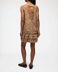 Ganni - Printed Stretch Cotton U-Neck Mini Dress