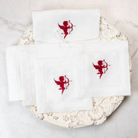 ARTE ITALICA Cupid Linen Cocktail Napkin Set in white - item