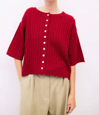 Mod Ref - Short Sleeve Cable Knit Sweater