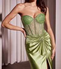 Ladivine Dazzling Sweetheart Fitted Prom Dress in greenery - women's dress - alternate view
