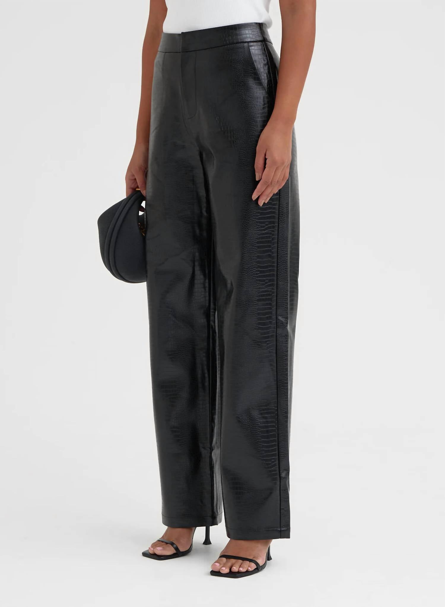 4Th & Reckless - Judith Croc - embossed Trouser - black - clothing - pants