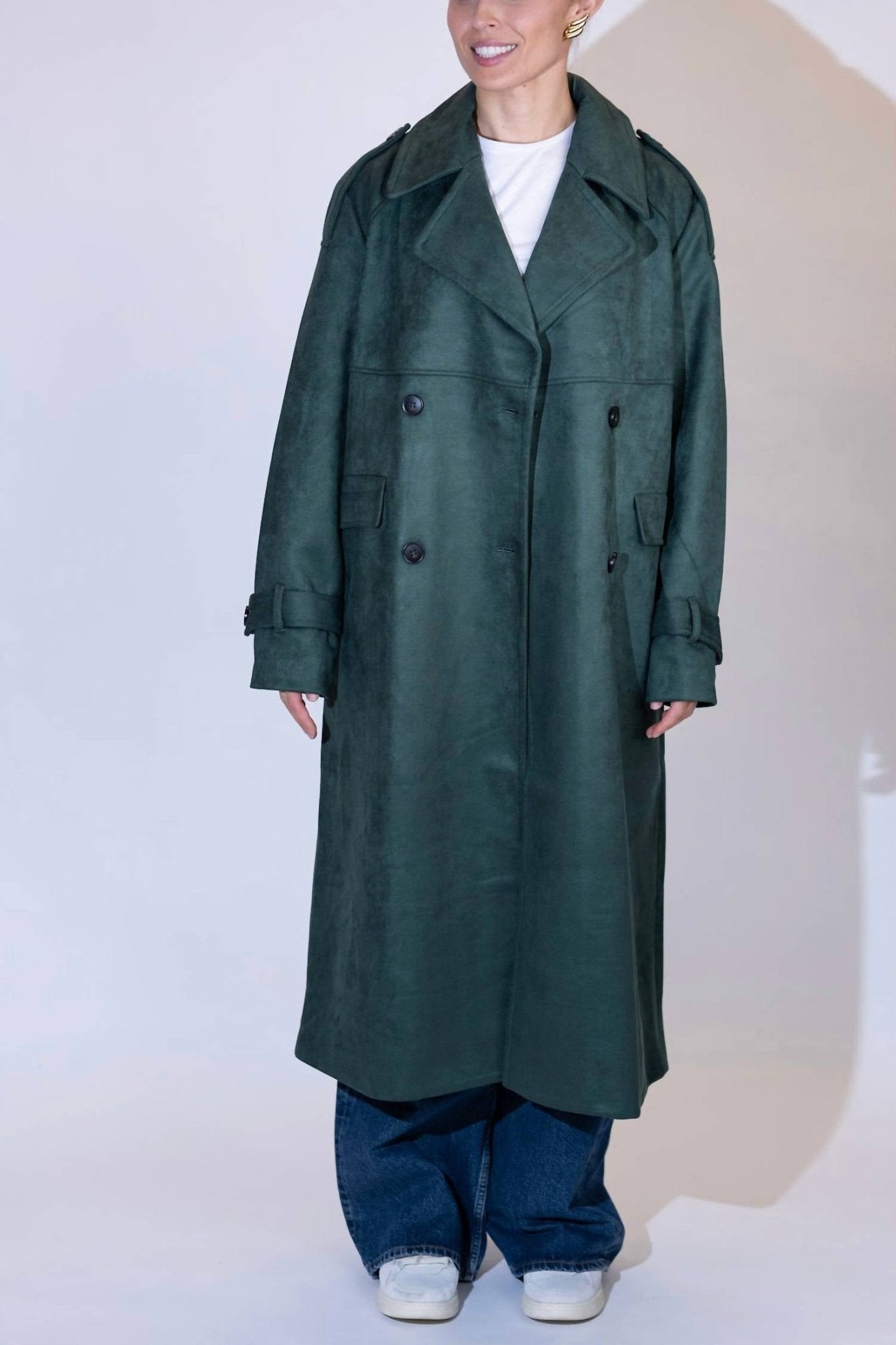 4Th & Reckless - Onis Draped Trench Jacket - clothing - coats - green
