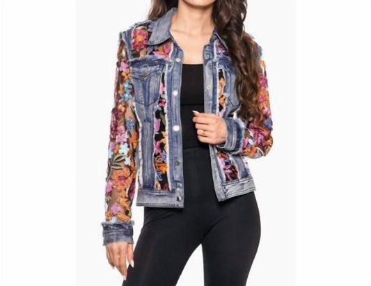 Adore - Denim Jacket With Sheer Floral Embroidery
