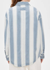 Free People Crossroads Stripe Button Down Shirt in indigo combo - women's shirt - alternate view