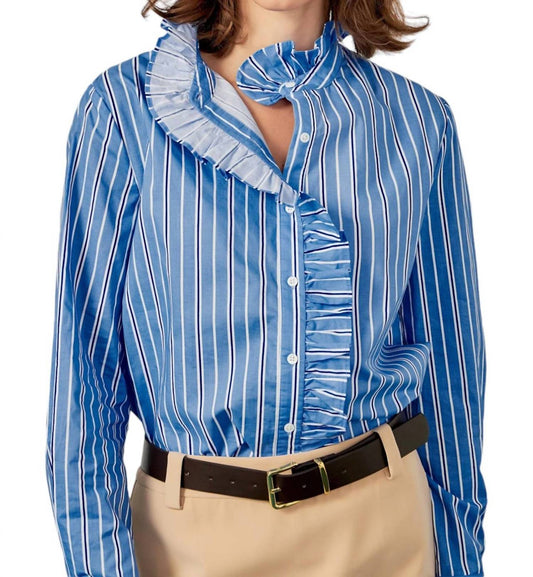 English Factory - Suzette Striped Ruffle Shirt