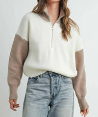 Peace Love Line - Color Block Half Zip Jacket