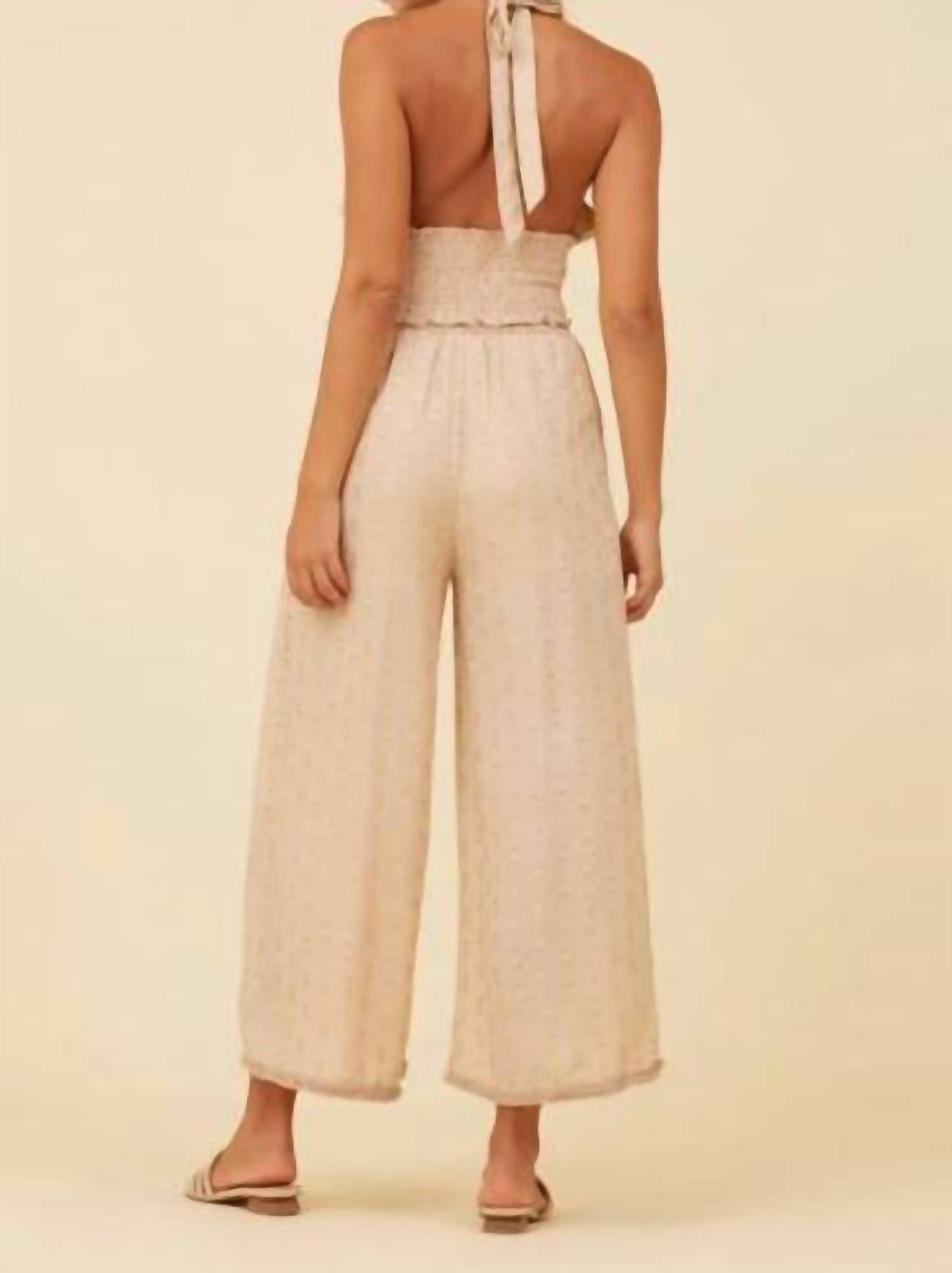 Tan and Gold Lurex Halter Top