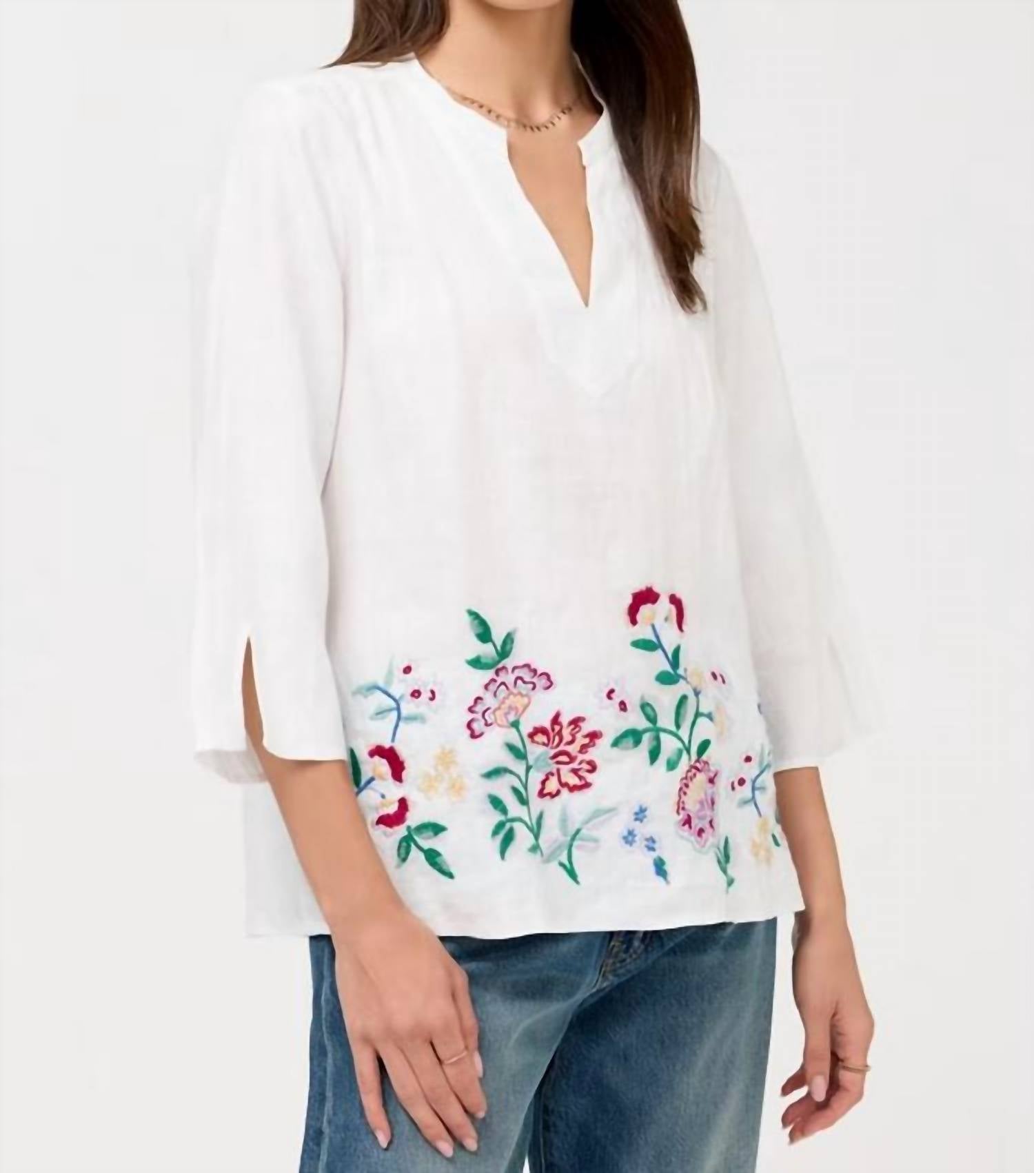 Johnny Was - SLOANE V-NECK LINEN BLOUSE