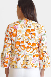 Peace Of Cloth - Open Front Flounce 3/4 Sleeve Crepe Jacket