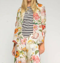 Vilagallo Floral Print Shirt in multi - women's shirt - detail view
