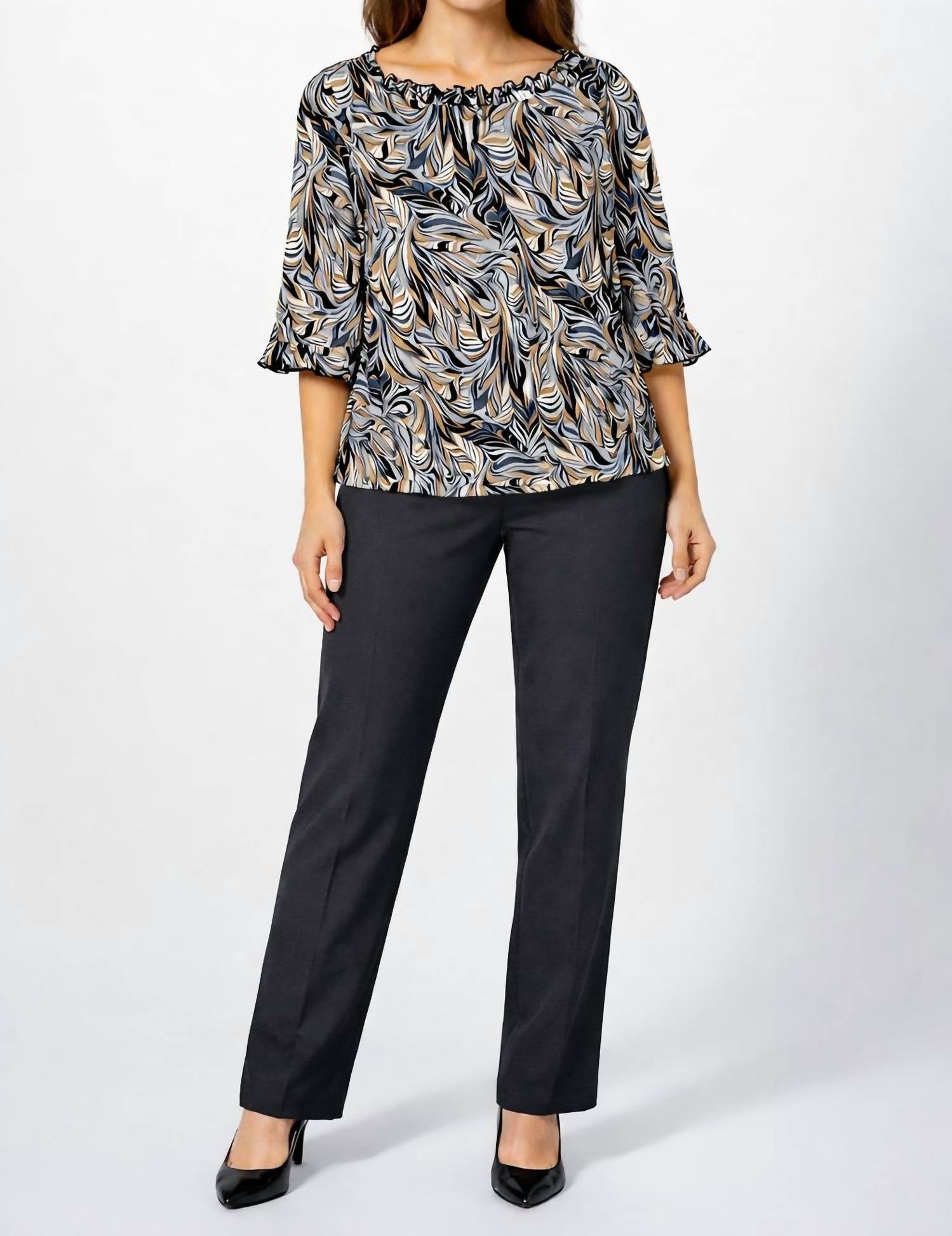 N Touch Pull On Dress Pant in charcoal - women's pants