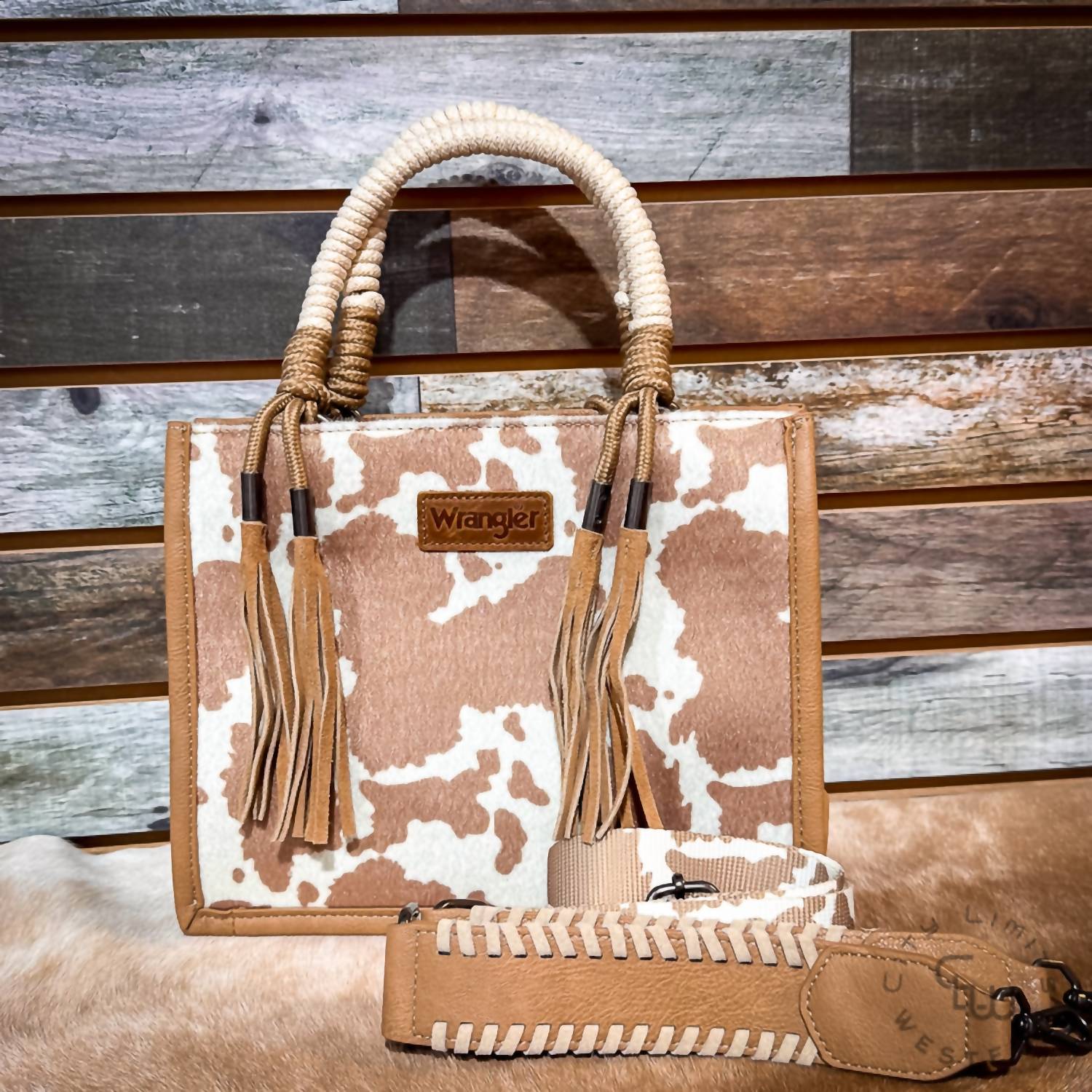 Wrangler - Women's Cow Print Tote Crossbody Bag