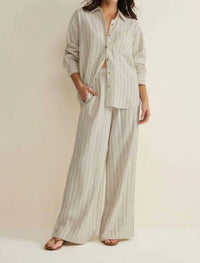 Z Supply Alfie Striped Button Up Top in beige 1 - women's long sleeve top - view 4