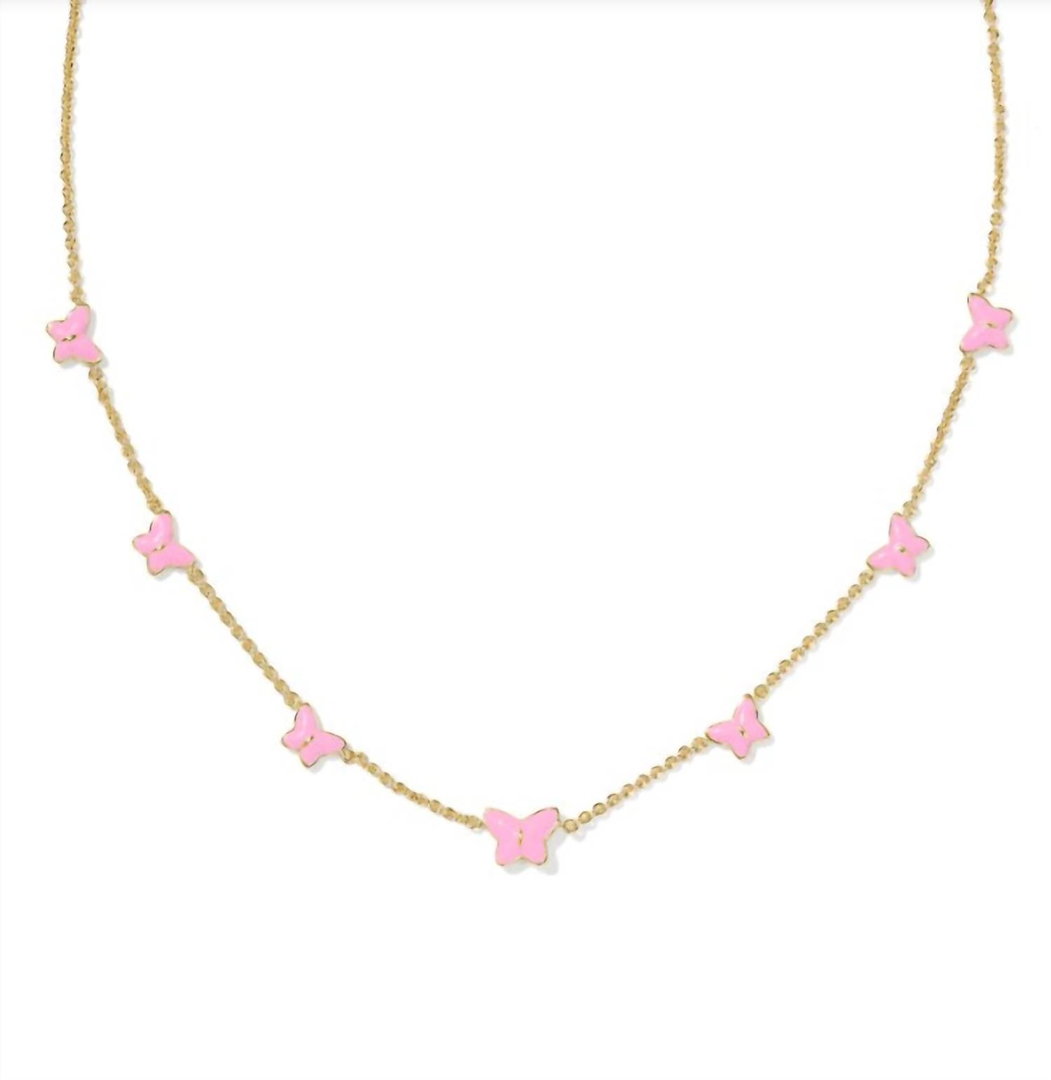 Kendra Scott Women's Lillia Butterfly Strand Necklace in gold pink enamel - women's jewelry